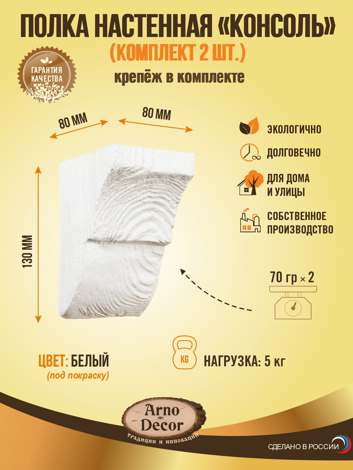 Полка настенная "консоль" (комплект 2шт) белый