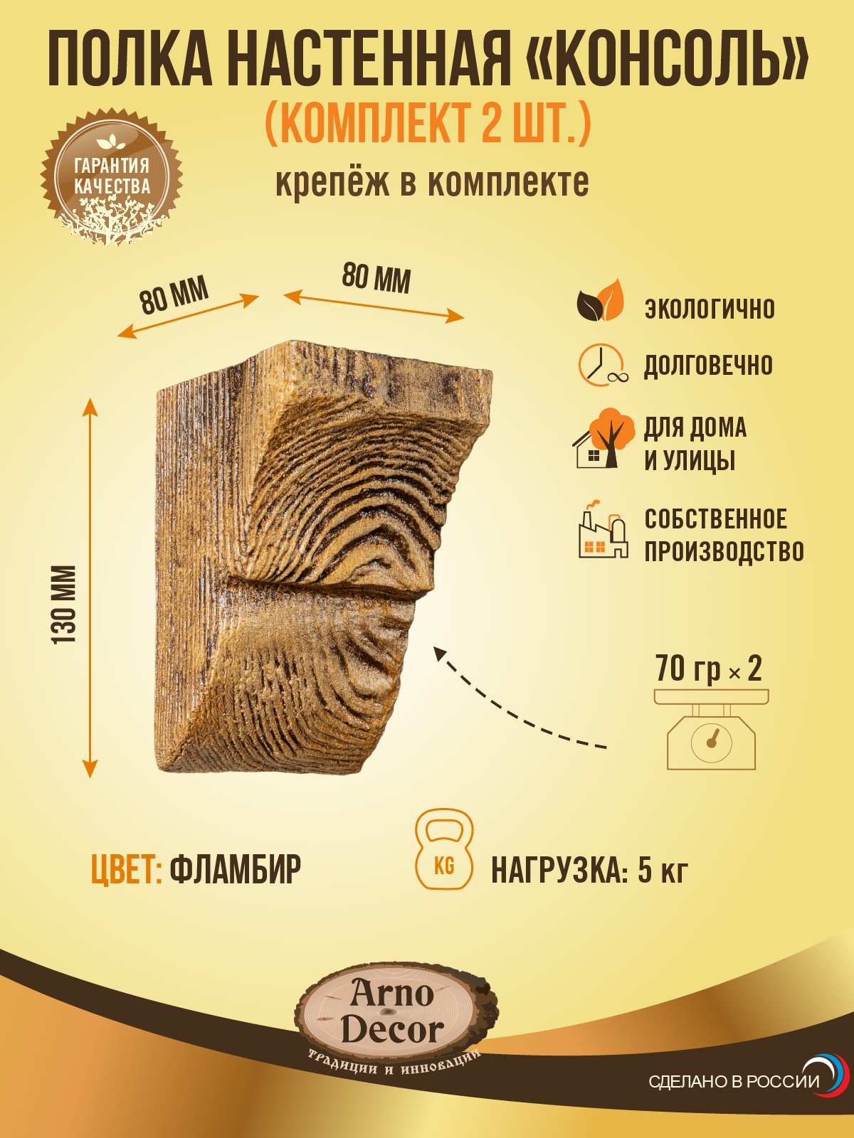 Полка настенная "консоль" (комплект 2шт) фламбир